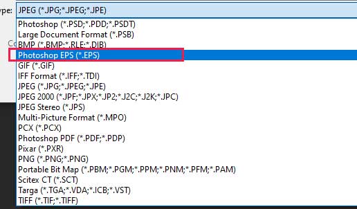 how to save eps file in photoshop