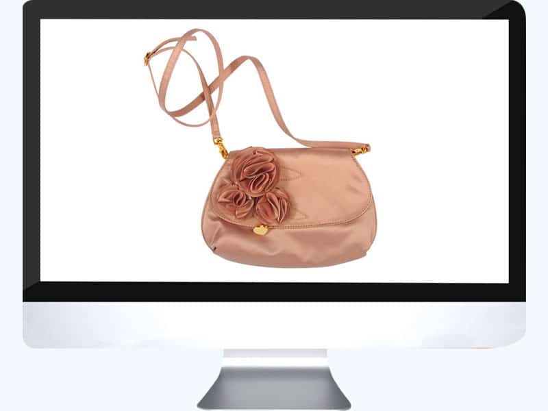 clipping path action service sample with women's handbag image