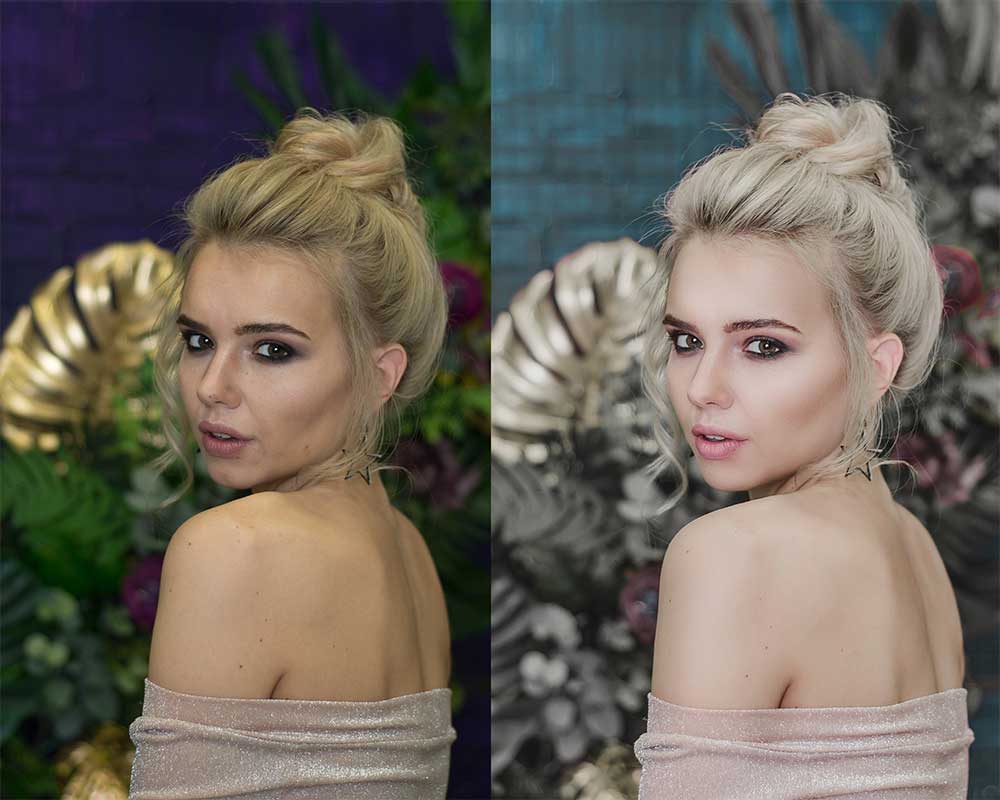 color correction in woman portrait photo