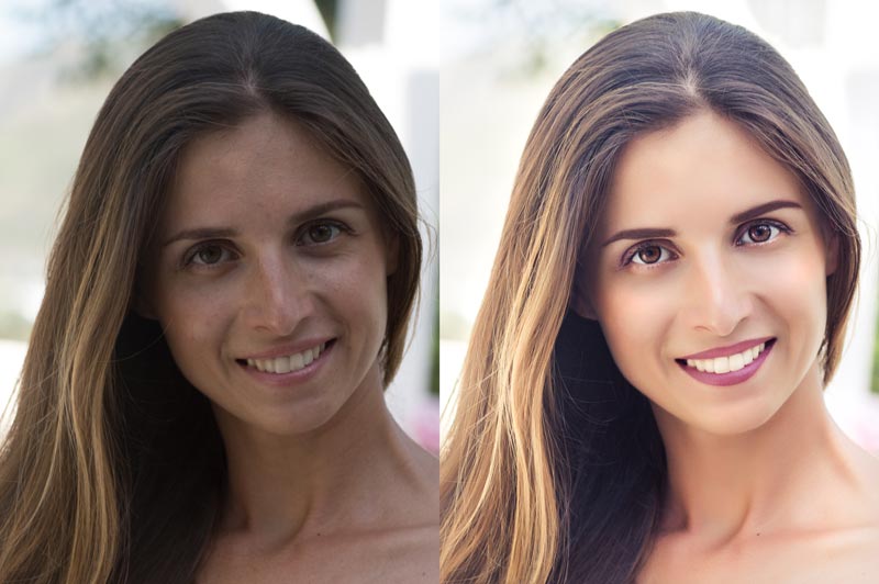 photo retouching service examples applied on a woman portrait