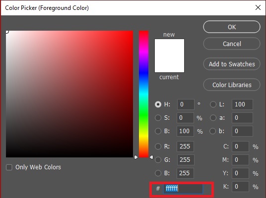 Hexadecimal color code in photoshop