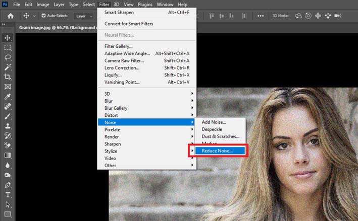 noise reduction filter in photoshop