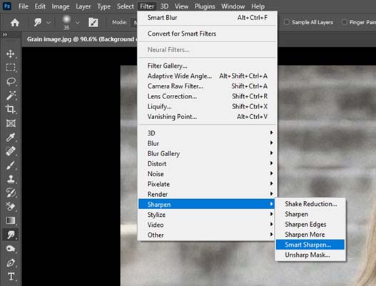 smart sharpen selection in photoshop