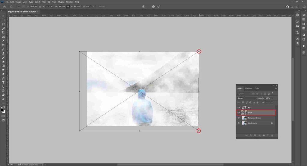 resize small layer in photoshop
