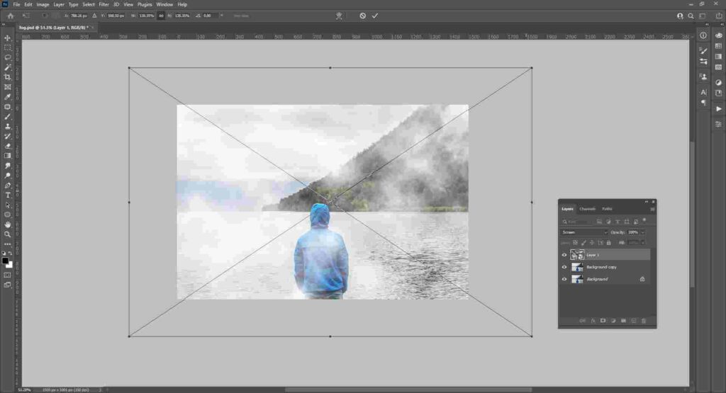 transforming layer in photoshop